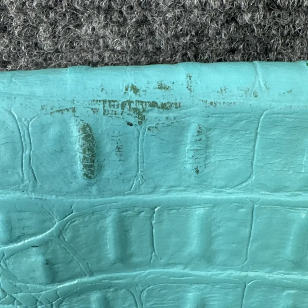 Kate Spade New York Turquoise Croc Embossed Leather Crossbody Clutch Purse